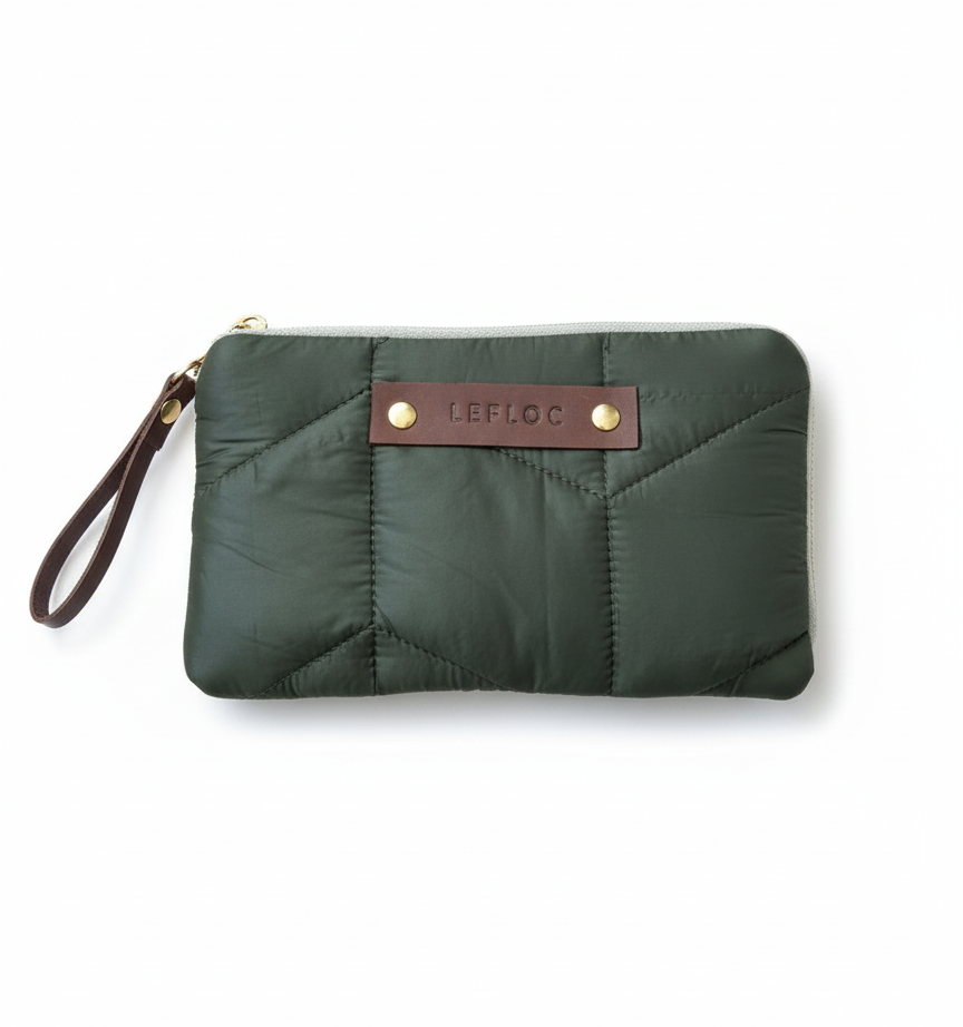 Estuche verde acolchado