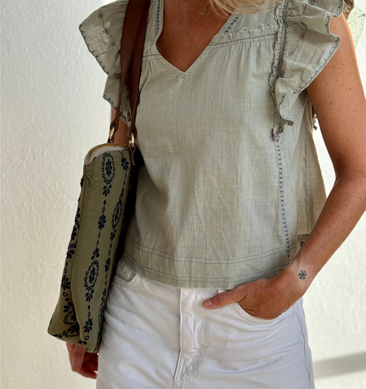 Bolso Paula verde bordado